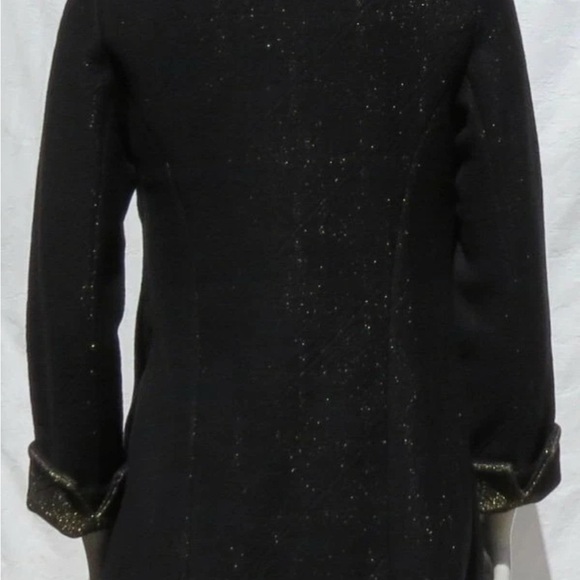 CHICO'S Black Gold Shimmer Jacket Soft Stretch Knit Long Sleeves Coat Size 1 - Picture 2 of 5